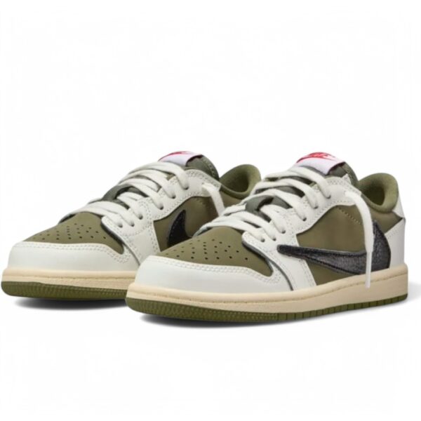 Jordan 1 Low Travis Scott Medium Olive / Para niños preescolar - Image 2