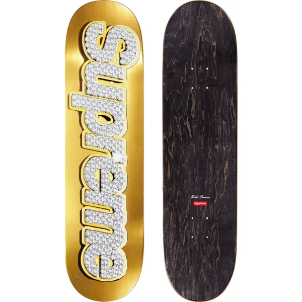 Supreme Bling Box Logo Gold Skateboard Deck